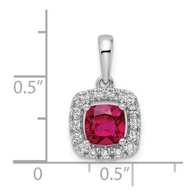 14K White Gold 1/4 ct tw Lab-Created Ruby & Lab-Grown Diamond Halo Pendant – view 4