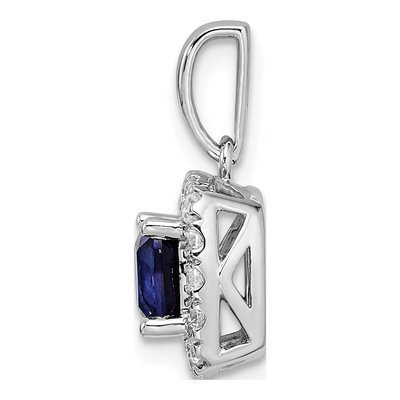 14K White Gold 1/4 ct tw Lab-Created Sapphire & Lab-Grown Diamond Halo Pendant – view 2