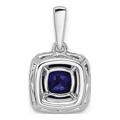 14K White Gold 1/4 ct tw Lab-Created Sapphire & Lab-Grown Diamond Halo Pendant – view 3