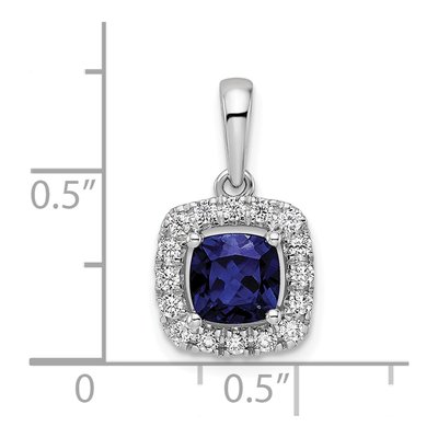 14K White Gold 1/4 ct tw Lab-Created Sapphire & Lab-Grown Diamond Halo Pendant – view 4