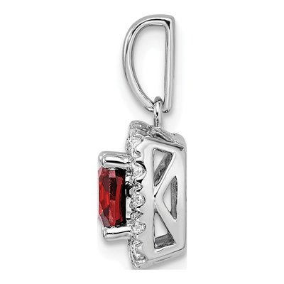 14K White Gold 1/4 ct tw Garnet & Lab-Grown Diamond Halo Pendant – view 2