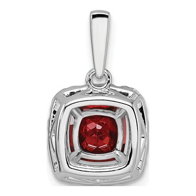 14K White Gold 1/4 ct tw Garnet & Lab-Grown Diamond Halo Pendant – view 3