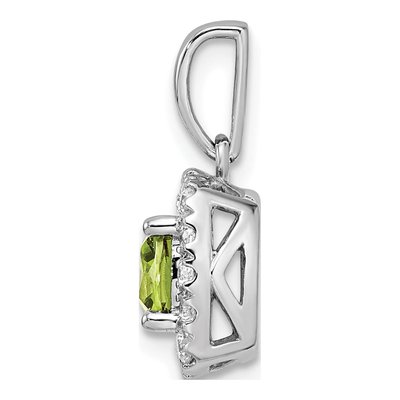 14K White Gold 1/4 ct tw Peridot & Lab-Grown Diamond Halo Pendant – view 2
