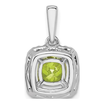 14K White Gold 1/4 ct tw Peridot & Lab-Grown Diamond Halo Pendant – view 3
