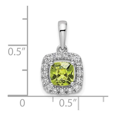 14K White Gold 1/4 ct tw Peridot & Lab-Grown Diamond Halo Pendant – view 4