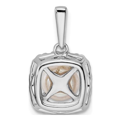 14K White Gold 1/4 ct tw Pearl & Lab-Grown Diamond Halo Pendant – view 3