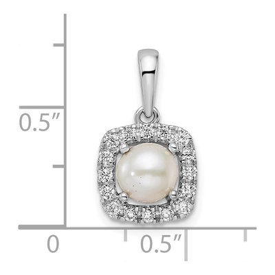 14K White Gold 1/4 ct tw Pearl & Lab-Grown Diamond Halo Pendant – view 4
