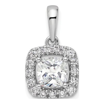 14K White Gold 1/4 ct tw Lab-Grown Diamond Halo Pendant