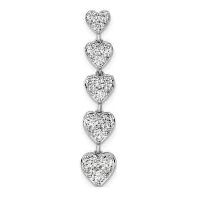 14K White Gold 1 ct tw Lab-Grown Diamond Heart Bar Slide Pendant