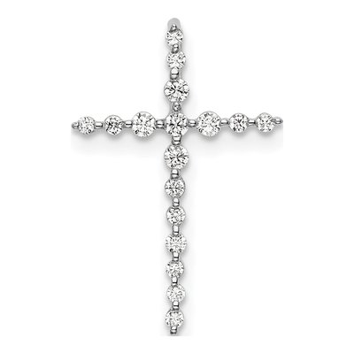 14K White Gold 1/6 ct tw Lab-Grown Diamond Cross Slide Pendant