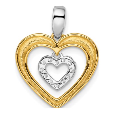 14K Two-Tone Gold 1/6 ct tw Lab-Grown Diamond Double Heart Pendant – view 3