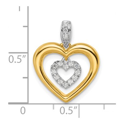 14K Two-Tone Gold 1/6 ct tw Lab-Grown Diamond Double Heart Pendant – view 4