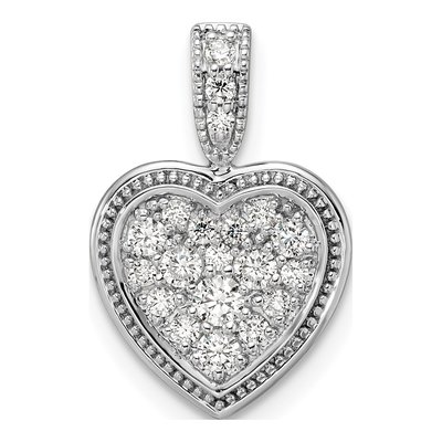 14K White Gold 3/8 ct tw Lab-Grown Diamond Heart Pendant