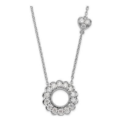 14K White Gold 3/4 ct tw Lab-Grown Diamond Fashion Heart Circle Necklace