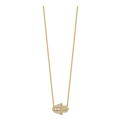 14K Yellow Gold 1/4 ct tw Lab-Grown Diamond Hamsa Necklace – view 2