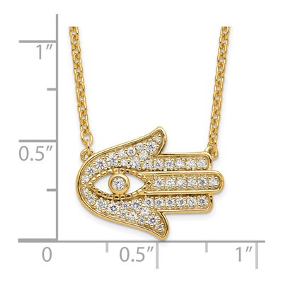 14K Yellow Gold 1/4 ct tw Lab-Grown Diamond Hamsa Necklace – view 3