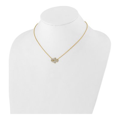 14K Yellow Gold 1/4 ct tw Lab-Grown Diamond Hamsa Necklace – view 4