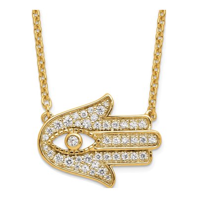 14K Yellow Gold 1/4 ct tw Lab-Grown Diamond Hamsa Necklace