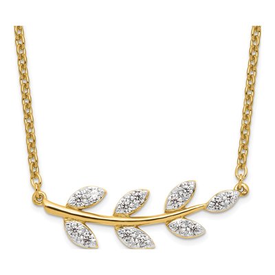 14K Yellow Gold 3/8 ct tw Lab-Grown Diamond Branch Necklace
