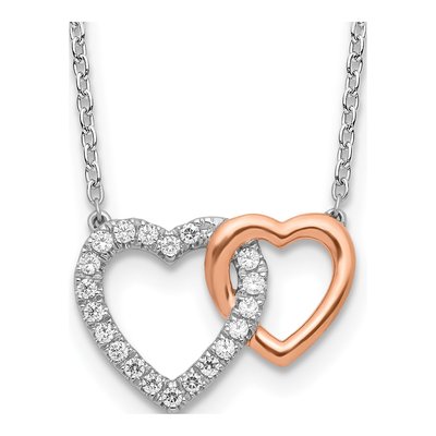 14K Two-Tone Gold 1/5 ct tw Lab-Grown Diamond Heart Necklace
