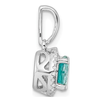 14K White Gold 1/10 ct tw Lab-Created Paraiba & Lab-Grown Diamond Halo Pendant – view 2