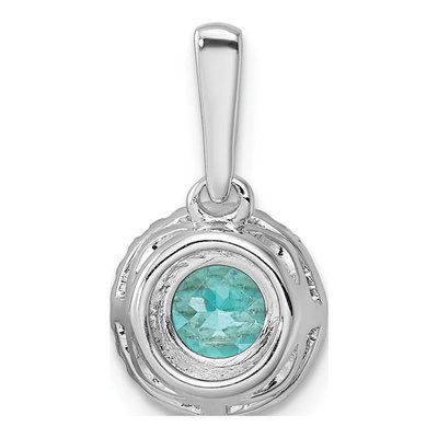 14K White Gold 1/10 ct tw Lab-Created Paraiba & Lab-Grown Diamond Halo Pendant – view 3
