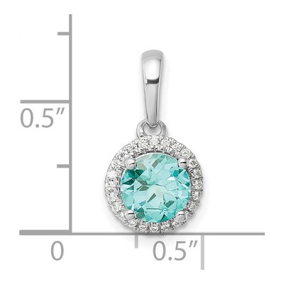 14K White Gold 1/10 ct tw Lab-Created Paraiba & Lab-Grown Diamond Halo Pendant – view 4