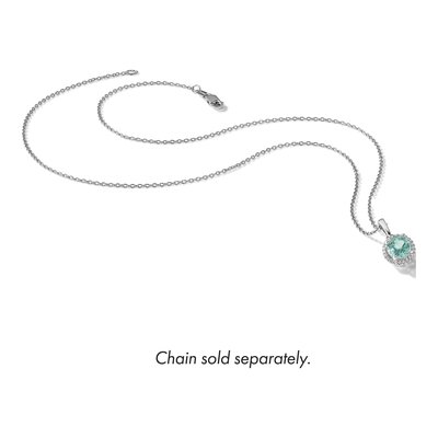 14K White Gold 1/10 ct tw Lab-Created Paraiba & Lab-Grown Diamond Halo Pendant – view 5