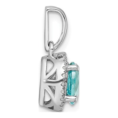 14K White Gold Lab Paraiba & Diamond Pendant – view 2