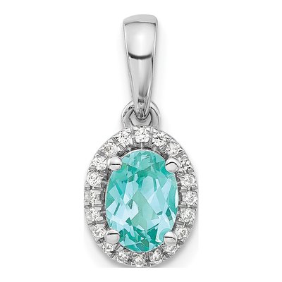 14K White Gold Lab Paraiba & Diamond Pendant