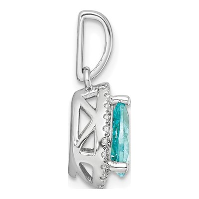14K White Gold Lab Paraiba & Diamond Pendant – view 2