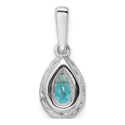 14K White Gold Lab Paraiba & Diamond Pendant – view 3