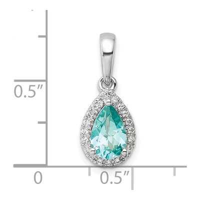 14K White Gold Lab Paraiba & Diamond Pendant – view 4