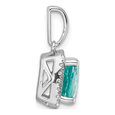 14K White Gold Pure Serenity Lab-Grown Diamond Cushion Created Paraiba Pendant – view 2