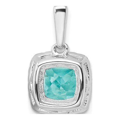 14K White Gold Pure Serenity Lab-Grown Diamond Cushion Created Paraiba Pendant – view 3