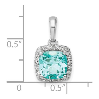 14K White Gold Pure Serenity Lab-Grown Diamond Cushion Created Paraiba Pendant – view 4