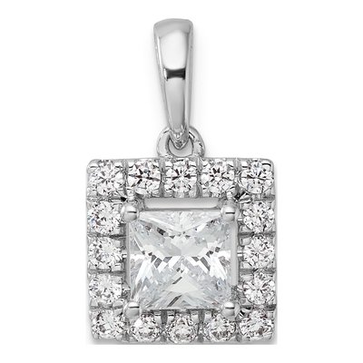 14K White Gold 0.4 ct tw Lab-Grown Diamond Princess Shape Pendant