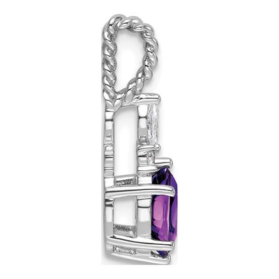 14K White Gold 0.09 ct tw Amethyst & Diamond Slide Pendant – view 2