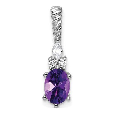 14K White Gold 0.09 ct tw Amethyst & Diamond Slide Pendant