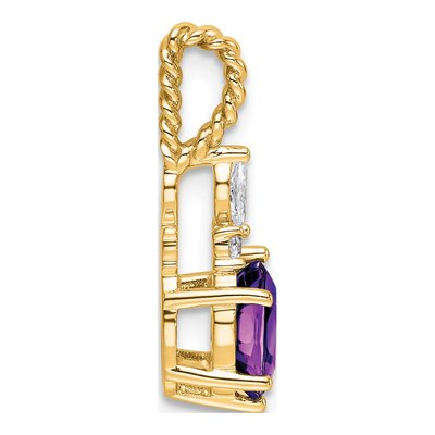 14K Yellow Gold 0.09 ct tw Amethyst & Diamond Twisted Slide Pendant – view 2