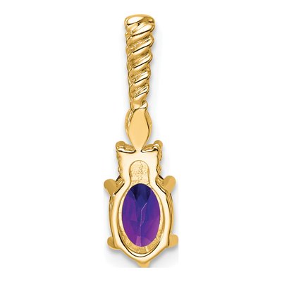 14K Yellow Gold 0.09 ct tw Amethyst & Diamond Twisted Slide Pendant – view 3