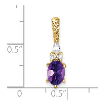14K Yellow Gold 0.09 ct tw Amethyst & Diamond Twisted Slide Pendant – view 4