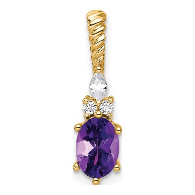 14K Yellow Gold 0.09 ct tw Amethyst & Diamond Twisted Slide Pendant
