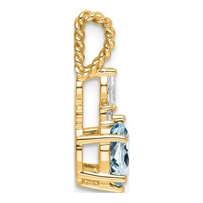 14K Yellow Gold 0.09 ct tw Aquamarine & Diamond Slide Pendant – view 2