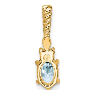 14K Yellow Gold 0.09 ct tw Aquamarine & Diamond Slide Pendant – view 3