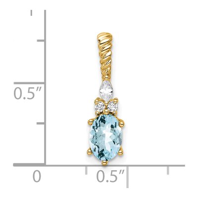 14K Yellow Gold 0.09 ct tw Aquamarine & Diamond Slide Pendant – view 4