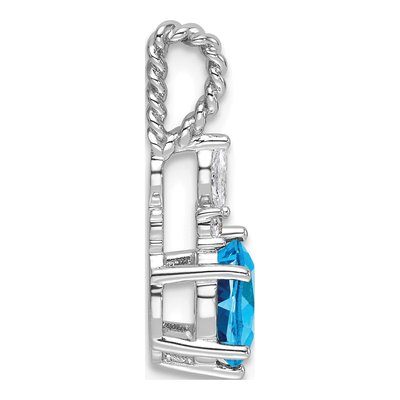 14K White Gold 0.09 ct tw Blue Topaz & Diamond Slide Pendant – view 2