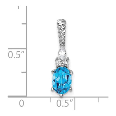 14K White Gold 0.09 ct tw Blue Topaz & Diamond Slide Pendant – view 4