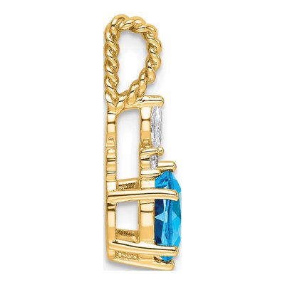 14K Yellow Gold 0.09 ct tw Blue Topaz & Diamond Slide Pendant – view 2