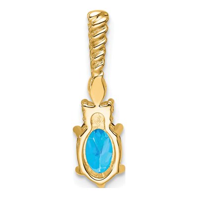 14K Yellow Gold 0.09 ct tw Blue Topaz & Diamond Slide Pendant – view 3